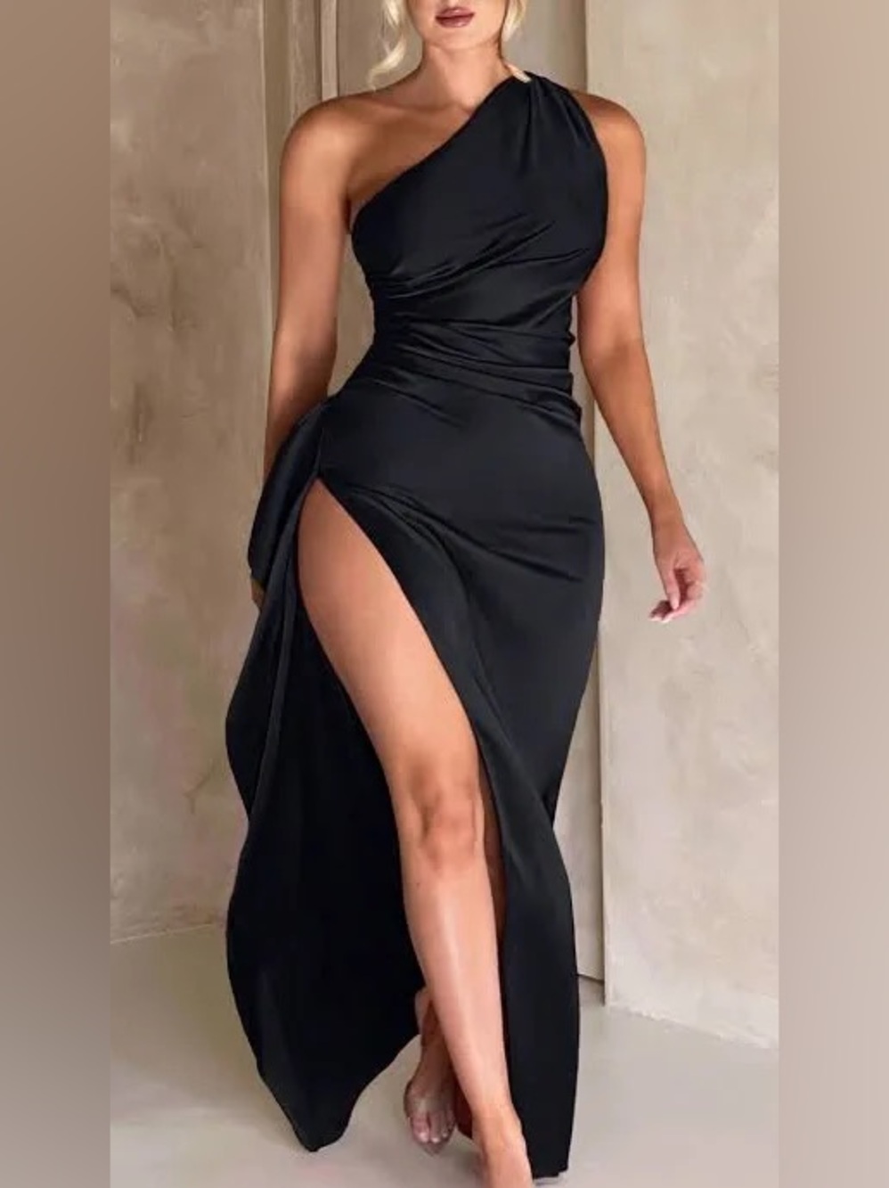 babyboo black one shoulder dress